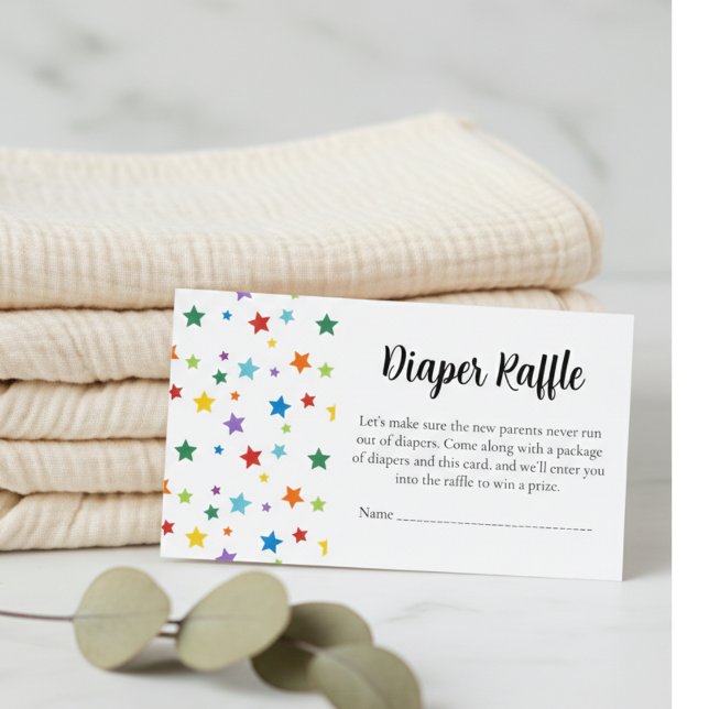 Baby Shower Diaper Raffle Card–Bright Stars Enclosure Card (Bright Stars baby shower diaper raffle)