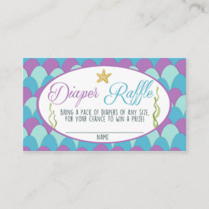 Baby Shower Diaper Raffle Card Mermaid Purple