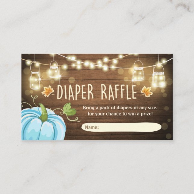 Baby Shower Diaper Raffle Card Rustic Pumpkin (Front)
