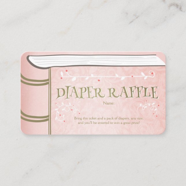Baby Shower Diaper Raffle Card Storybook Fairy (Front)