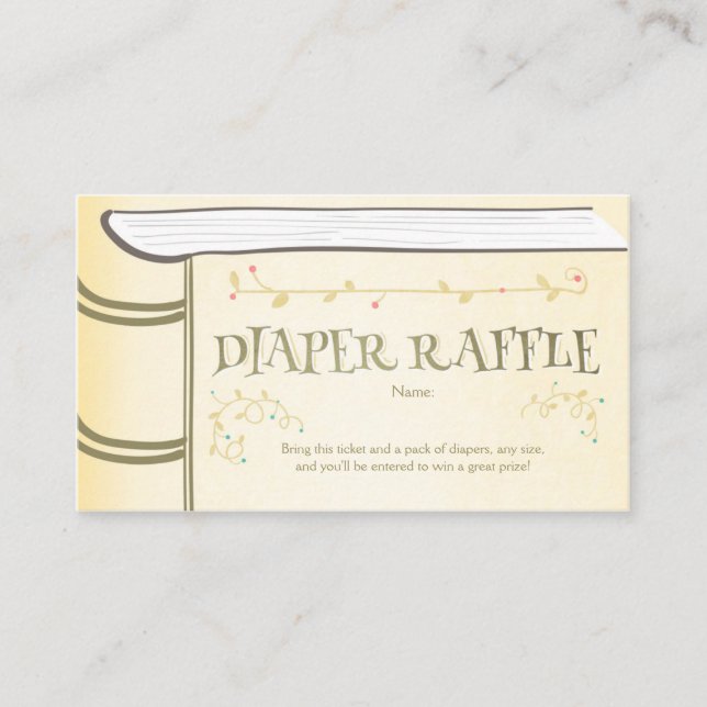 Baby Shower Diaper Raffle Card Storybook Fairy (Front)