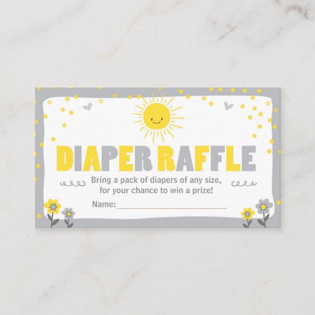 Baby Shower Diaper Raffle Card Sunshine Neutral (Front)