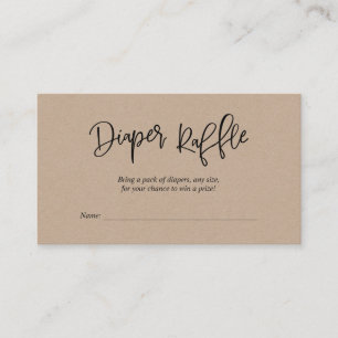 Baby Shower Diaper Raffle, Creative Rustic Script Enclosure Card