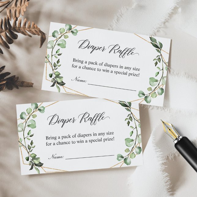 Baby Shower Diaper Raffle Eucalyptus Leaves Enclosure Card (Creator Uploaded)