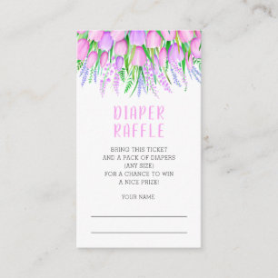Baby Shower Diaper Raffle Floral Lavender Tulips Enclosure Card