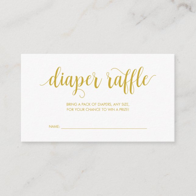 Baby Shower Diaper Raffle, Modern Rustic Gold Enclosure Card (Front)