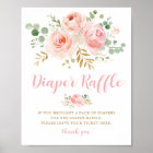 Baby Shower Diaper Raffle Sign, Blush Pink Floral 