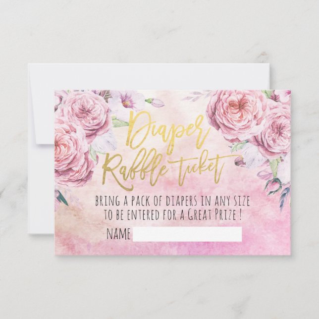 Baby Shower Diaper Raffle Ticket Bohemian Flowers Invitation (Front)