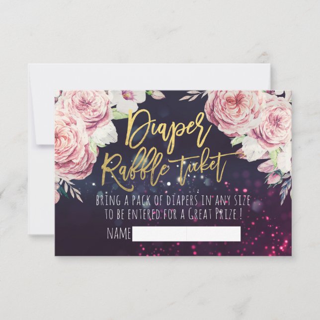 Baby Shower Diaper Raffle Ticket Boho Floral Light Invitation (Front)