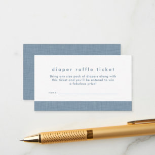 Baby shower diaper raffle ticket chambray blue enclosure card