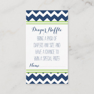 Baby Shower Diaper Raffle Ticket Chevron Blue Lime Enclosure Card