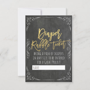 Baby Shower Diaper Raffle Ticket Floral Chalkboard Invitation