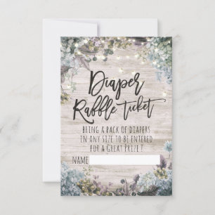 Baby Shower Diaper Raffle Ticket Floral Light Wood Invitation