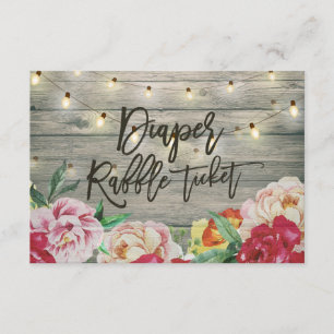 Baby Shower Diaper Raffle Ticket Flower Wood Light Invitation