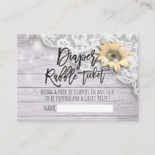 Baby Shower Diaper Raffle Ticket Lace Sunflower Enclosure Card