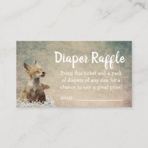 Baby Shower Diaper Raffle Ticket Little Fox Enclosure Card