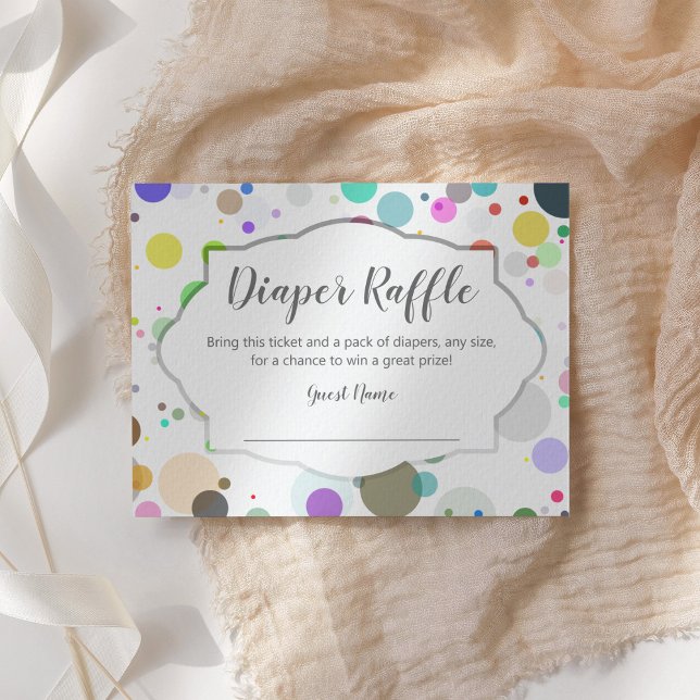 Baby Shower Diaper Raffle Ticket, Polka Dots Enclosure Card (Creator Uploaded)