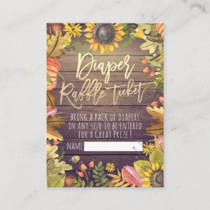 Baby Shower Diaper Raffle Ticket Pumpkin Sunflower Enclosure Card