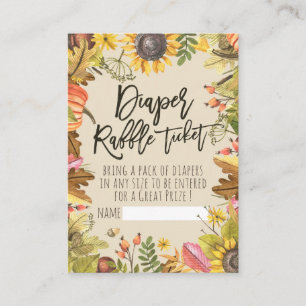 Baby Shower Diaper Raffle Ticket Pumpkin Sunflower Enclosure Card