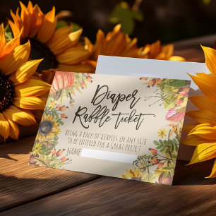 Baby Shower Diaper Raffle Ticket Pumpkin Sunflower Invitation