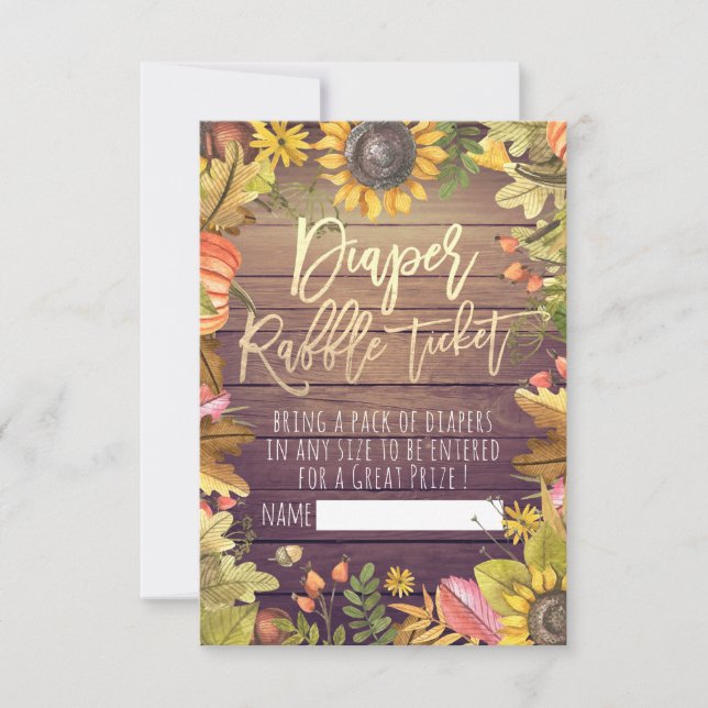 Baby Shower Diaper Raffle Ticket Pumpkin Sunflower Invitation (Front)