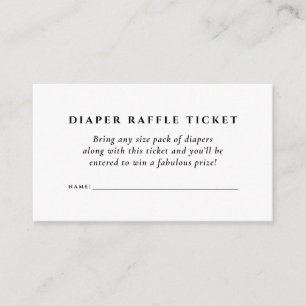 Baby shower diaper raffle ticket simple elegant enclosure card
