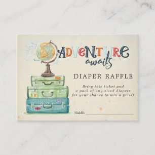 Baby Shower Diaper Raffle Ticket   Vintage Travel Enclosure Card