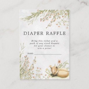 Baby Shower Diaper Raffle Ticket Woodland Fox Enclosure Card