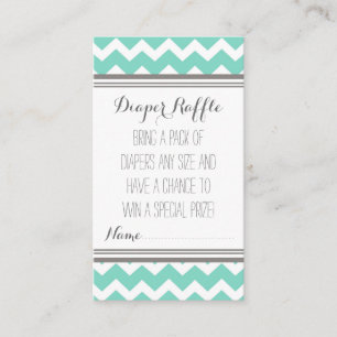 Baby Shower Diaper Raffle Tickets Chevron Teal Enclosure Card