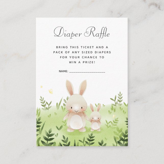 Baby Shower Diaper Raffle Tickets | Little Bunny Enclosure Card (Front)