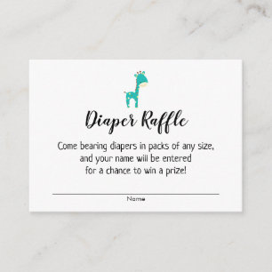 Baby Shower Diaper Raffle Tickets w/ Teal Giraffe Enclosure Card