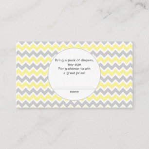 Baby Shower Diaper Raffle Tickets, yellow grey Enclosure Card