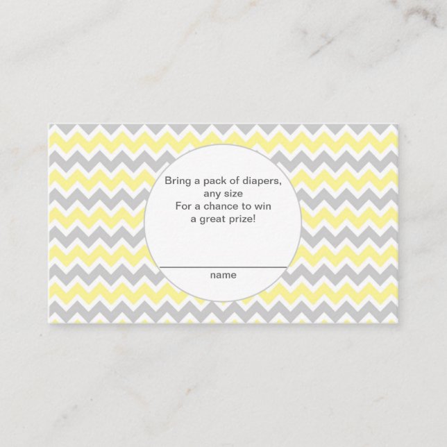 Baby Shower Diaper Raffle Tickets, yellow grey Enclosure Card (Front)