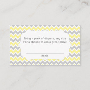 Baby Shower Diaper Raffle Tickets, yellow grey Enclosure Card