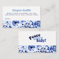 Baby Shower Diaper Raffle Tie Dye Blue Shibori