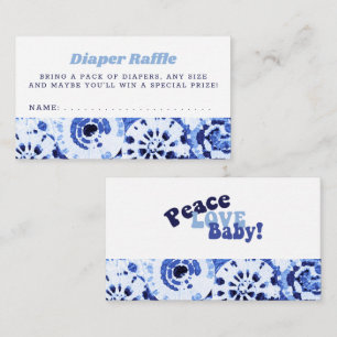 Baby Shower Diaper Raffle Tie Dye Blue Shibori Enclosure Card