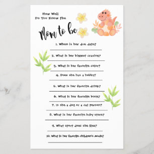 Baby Shower Dinosaur How well you know the card