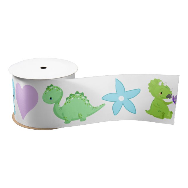Baby Shower Dinosaur Satin Ribbon (Spool)