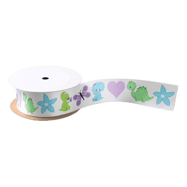 Baby Shower Dinosaur Satin Ribbon (Spool)