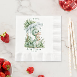 Baby Shower Dinosaur Umbrella Tropical Theme Napkin