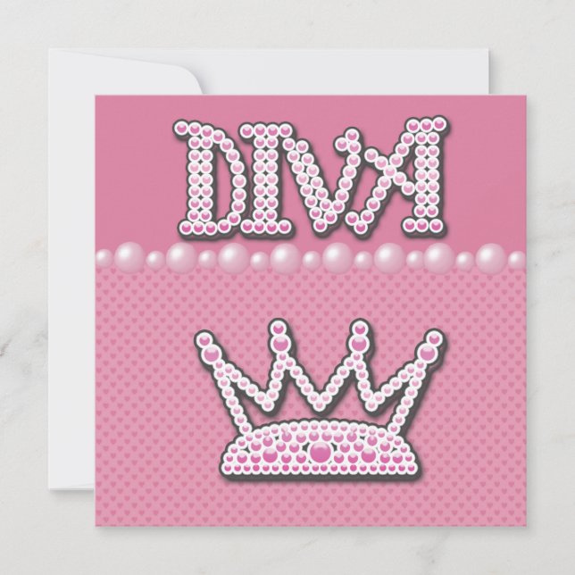 Baby Shower Diva Princess Crown, Shoes & Pearls Invitation (Front)