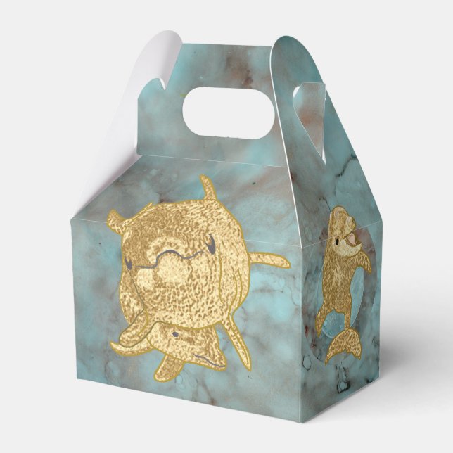 Baby Shower Dolphins Mum and Baby Favour Box (Front Side)