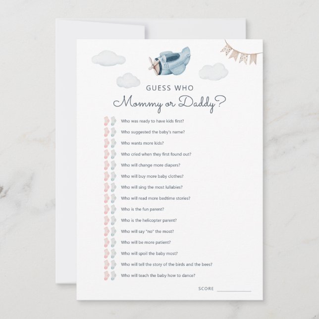 Baby Shower Downloadable Guess Who Game Card (Front)