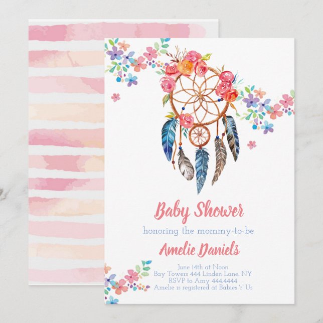 Baby Shower Dream Catcher Invitation (Front/Back)