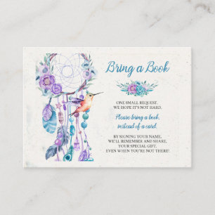 Baby Shower Dreamcatcher Hummingbird Book Request Enclosure Card