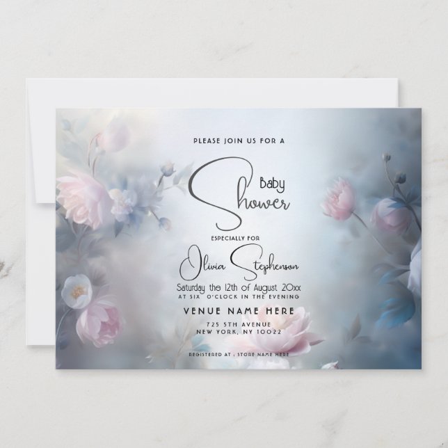 Baby Shower- Dreamy Ethereal Floral  Invitation (Front)