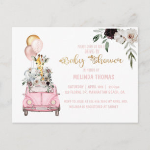 Baby Shower, Drive-By Baby shower, safari Invitat Postcard