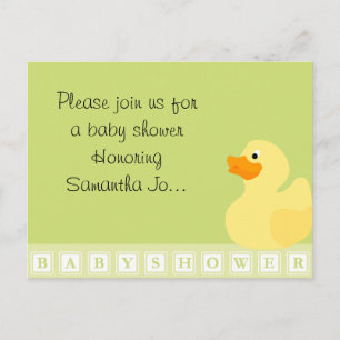 Baby Shower Duck Invitation Postcard