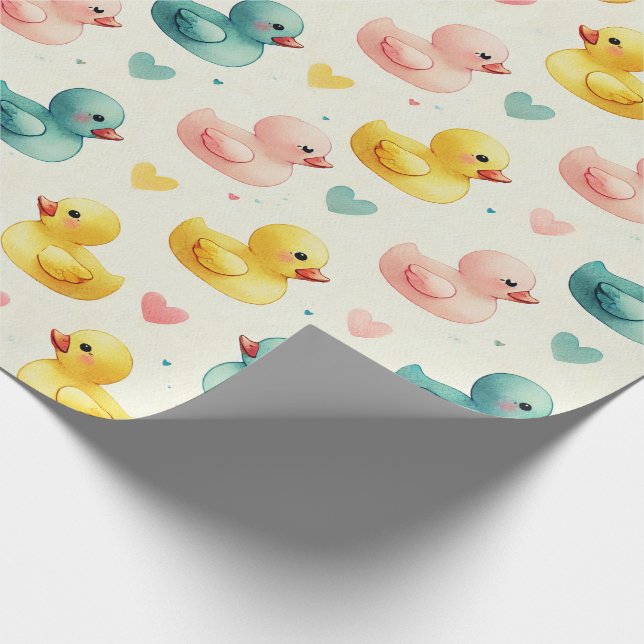 Baby Shower Duck Pattern Wrapping Paper (Corner)