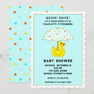 Baby Shower Duck With Umbrella Invitation